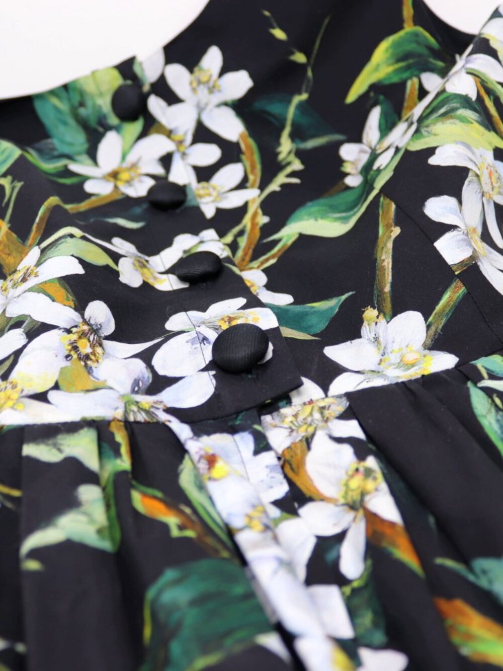 Dolce & Gabbana Size 44 Dress Black Green Floral Orange Blossom Midi Dress - Picture 12 of 16